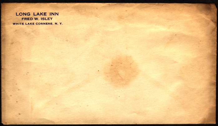 isley fred w long lake inn envelope 1915
