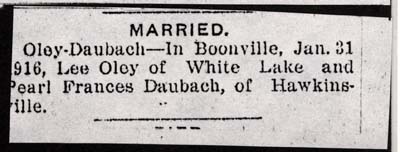 oley lee daubach pearl frances married jan 31 1916