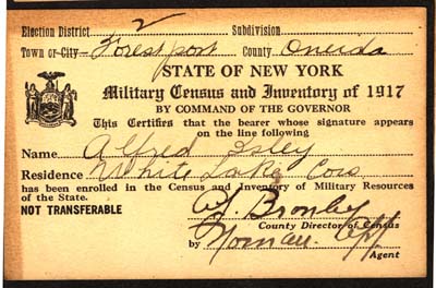 military census and inventory card 1917 isley alfred 