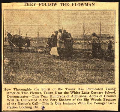 plowing acreage near white lake corners school 1917