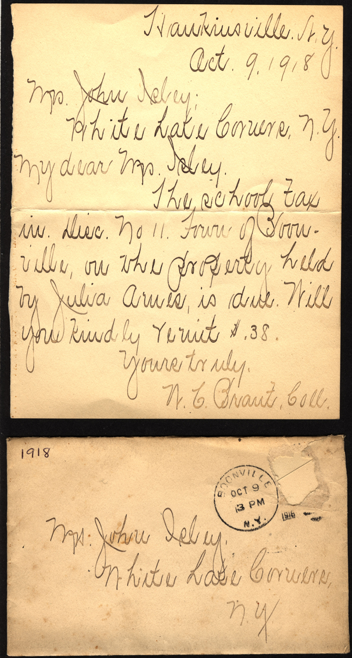 isley mrs john eames julia land tax letter oct 9 1918