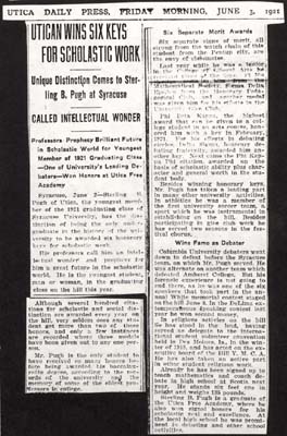 utican wins six keys for scholastic work pugh sterling b june 3 1921