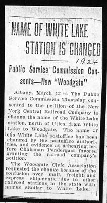name of white lake station is changed march 13 1924