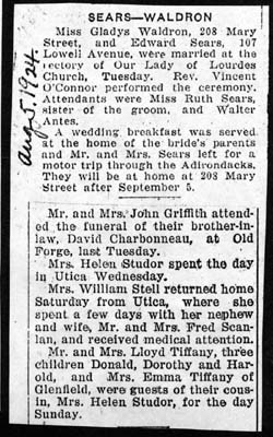 sears edward waldron gladys married tuesday august 1924