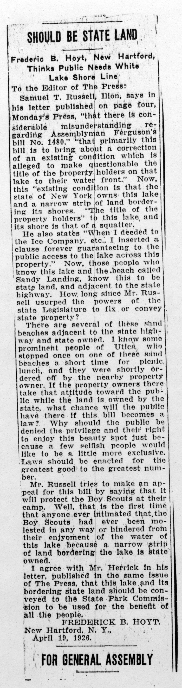 white lake land title dispute should be state land april 19 1926