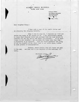 russell albert brill letter to neighbor utley may 1926