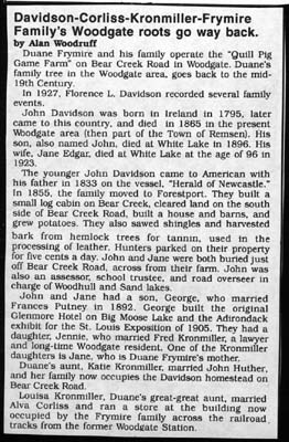 davidson corliss kronmiller frymire family's woodgate roots go way back