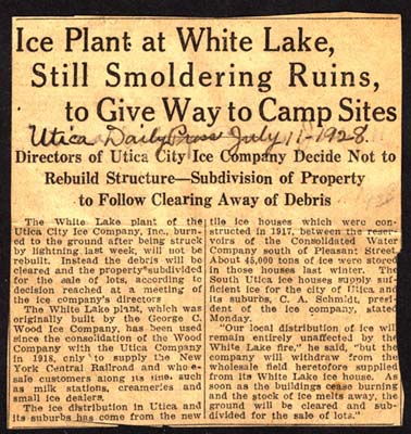 smoldering ice plant to give way to camp sites july 11 1928