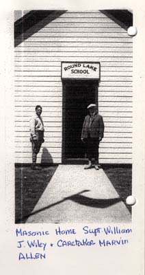 masonic home camp round lake school house supt william j wiley and caretaker marvin allen 1930