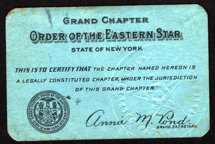 order of the eastern star new york state grand chapter card 1931
