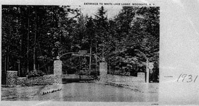 entrance to white lake lodge woodgate ny 1931