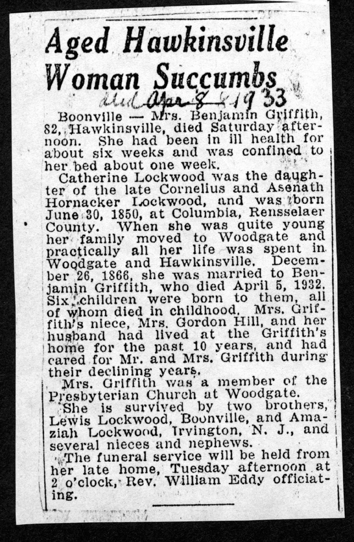 griffith catherine lockwood wife of benjamin obit april 8 1933 001