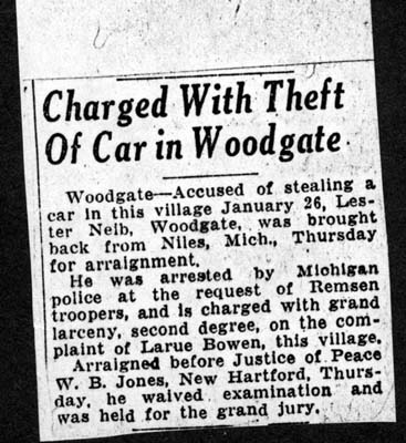 lester neib charged with theft of car in woodgate january 26 1933