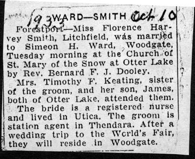 ward simeon h smith florence harvey married october 10 1933