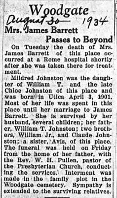 barrett mildred johnston wife of james obit august 21 1934