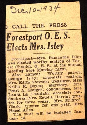 forestport oes elects samanth isley as matron of chapter december 10 1934