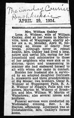 oakley lena a widmer wife of william obit april 23 1934 001