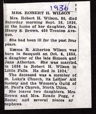 emma e atherton wilson wife of robert h obit september 26 1936