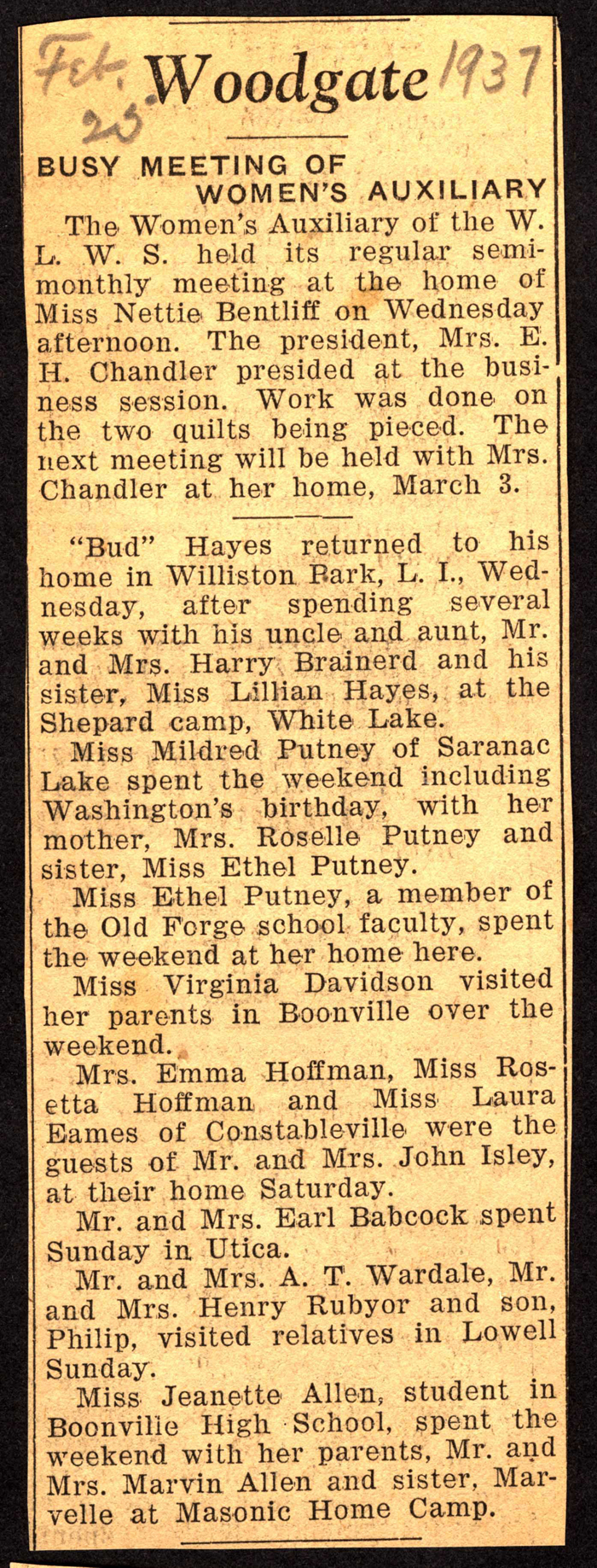 woodgate news february 25 1937