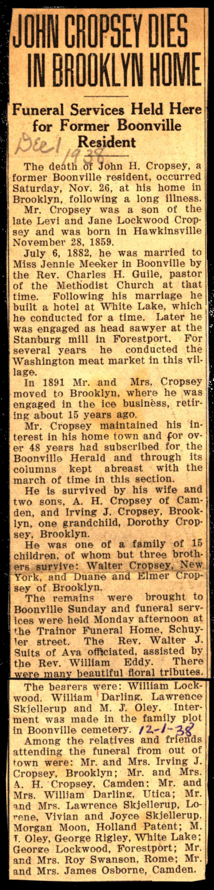 cropsey john h husband of meeker jennie obit november 26 1938 001