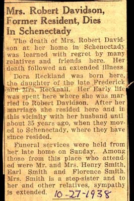 davidson dora reckland wife of robert obit october 27 1938