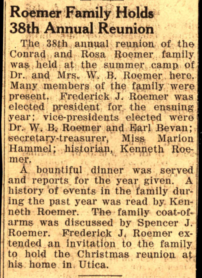 roemer family holds 38th annual reunion 1939