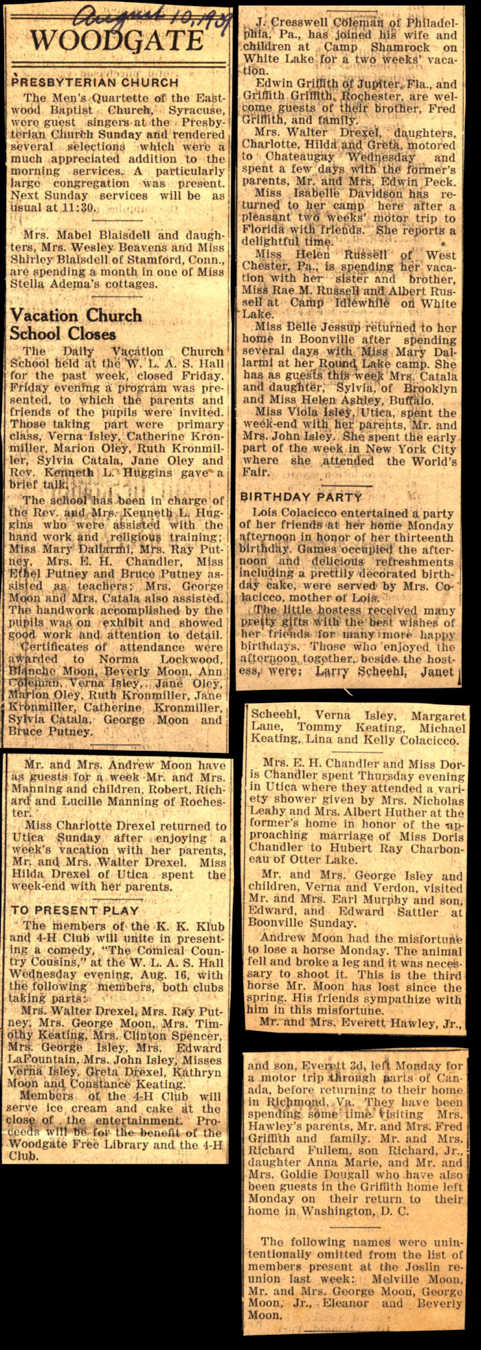 woodgate news august 10 1939