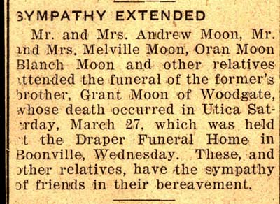 moon grant brother of andrew and oran moon obit march 27 1940