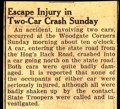 passengers escape injury in two car crash june 1940