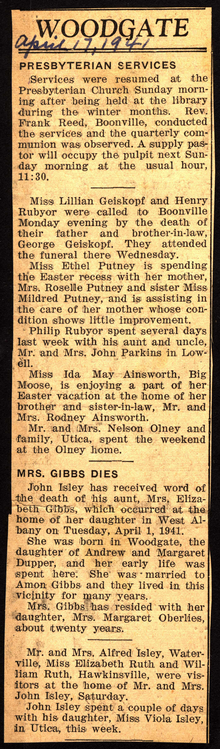 woodgate news april 17 1941