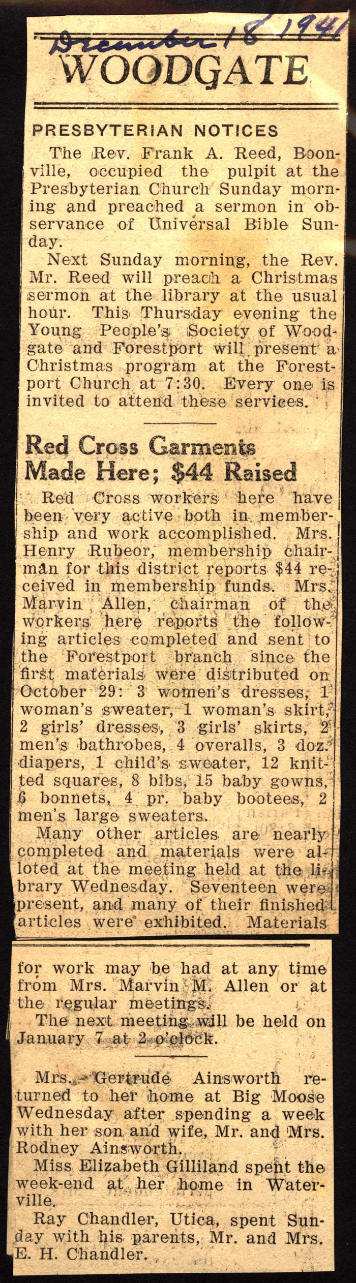 woodgate news december 18 1941