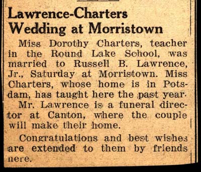 lawrence russell b weds charters dorothy june 1941