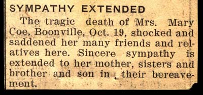 mrs mary coe dies october 19 1941