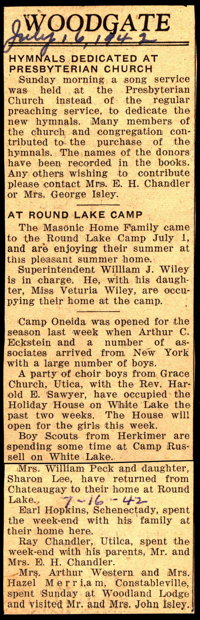 woodgate news july 16 1942