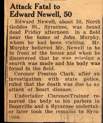 heart attack fatal to edward newell june 1942