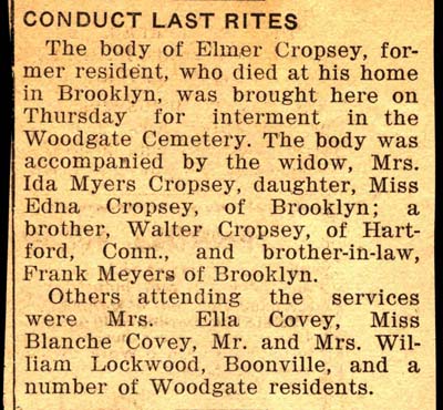 last rites for elmer cropsey husband of ida myers cropsey september 1942
