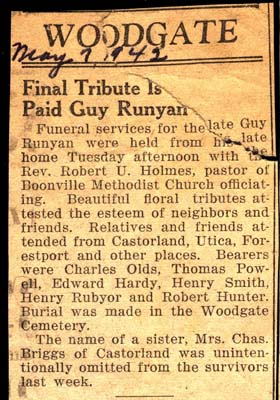 runyan guy brother of mrs charles briggs obit may 7 1942