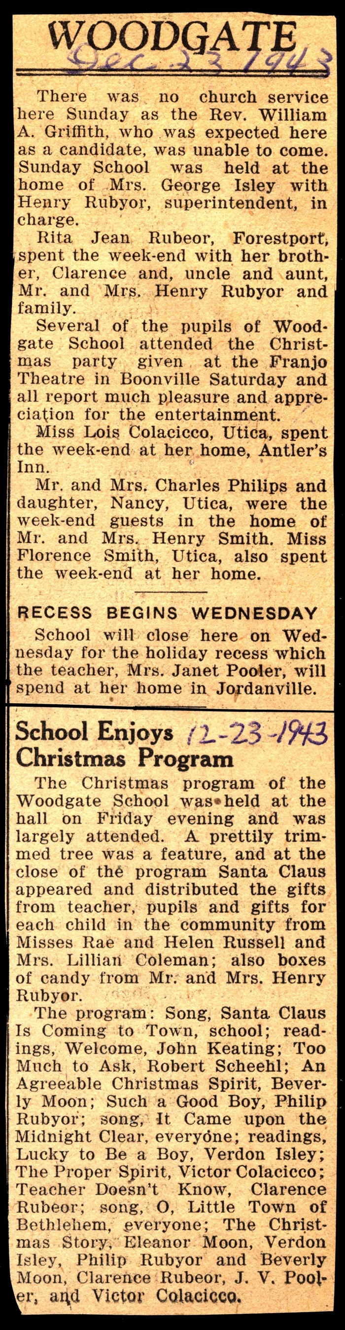 woodgate news december 23 1943