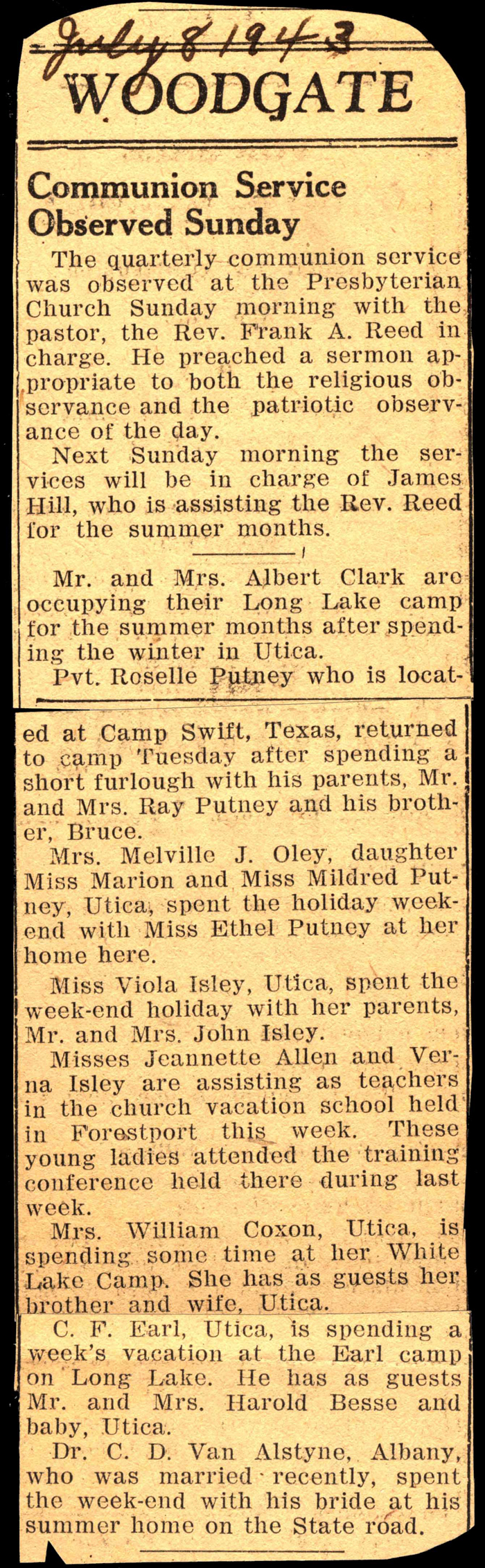 woodgate news july 8 1943