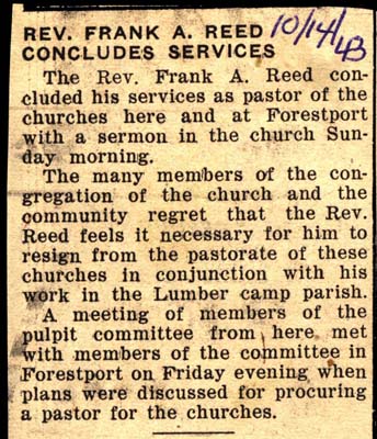 reverend frank reed concludes services october 1943