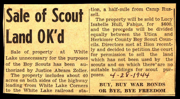 sale of white lake property to boy scouts okayed april 28 1944
