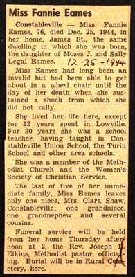 eames fannie daughter of moses j and sally legal eames obit december 25 1944