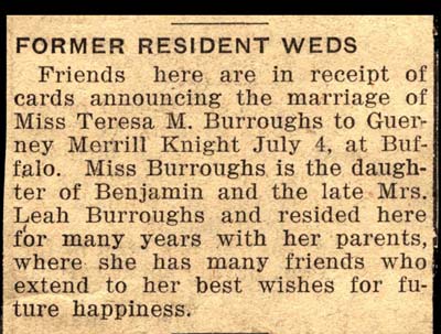 knight merrill weds burroughs teresa m july 4 1944