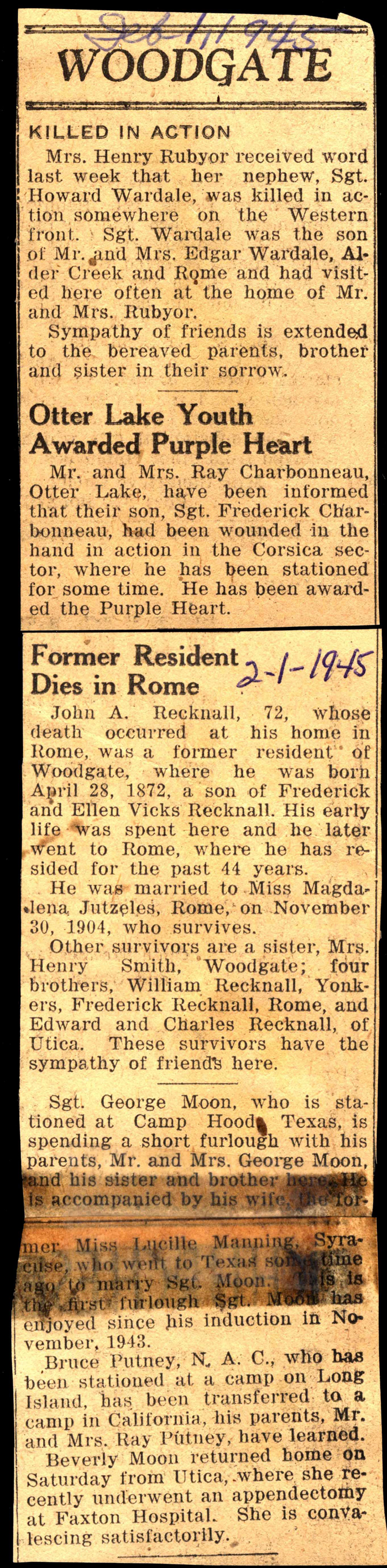 woodgate news february 1 1945