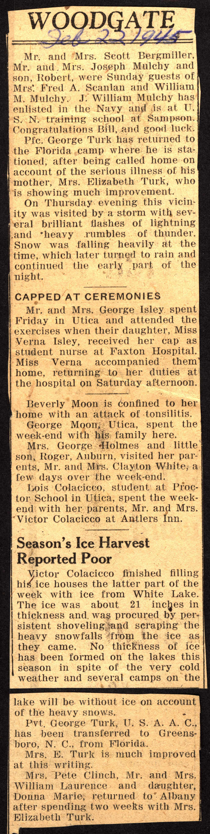 woodgate news february 22 1945