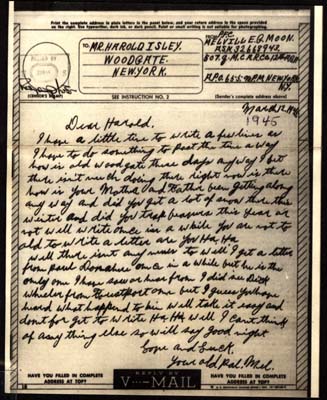 letter to harold isley from melville g moon march 12 1945