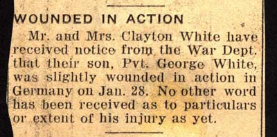 pvt george white wounded in action in germany january 28 1945