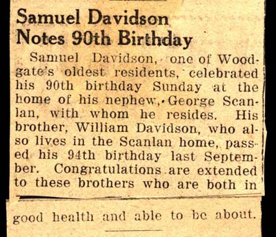 samuel davidson notes 90th birthday january 1945