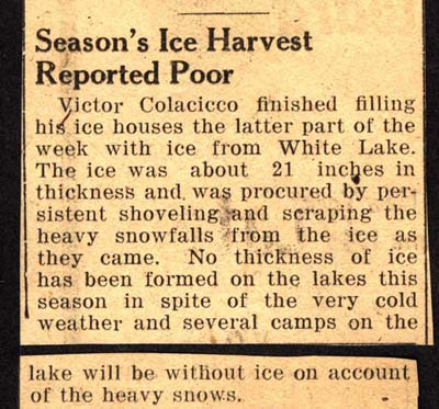 seasons ice harvest reported poor february 1945