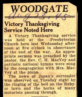 victory thanksgiving service held august 23 1945